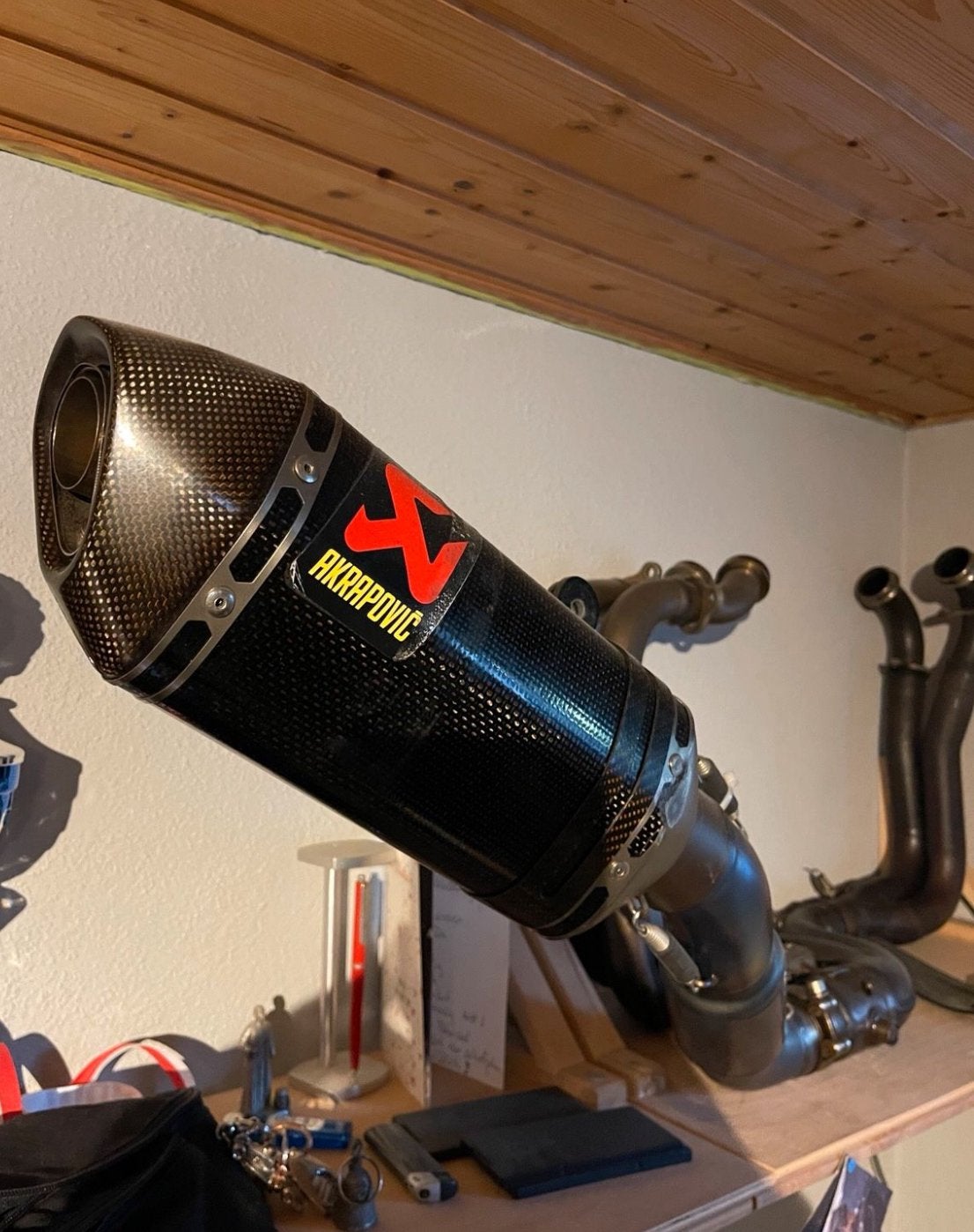 Volledig titanium akrapovic systeem Aprilia RSV4, Ophalen of Verzenden, Gebruikt