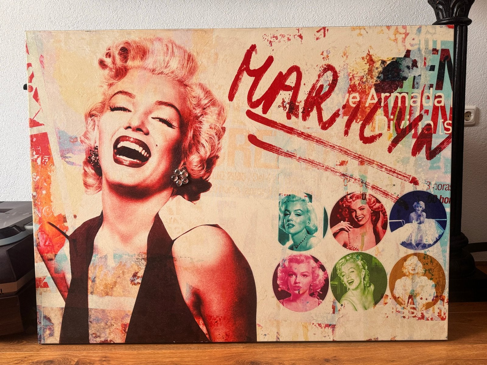 Marilyn Monroe Canvas - Pop Art Stijl (Andy Warhol), Film, Ophalen of Verzenden, Print, Op houten frame