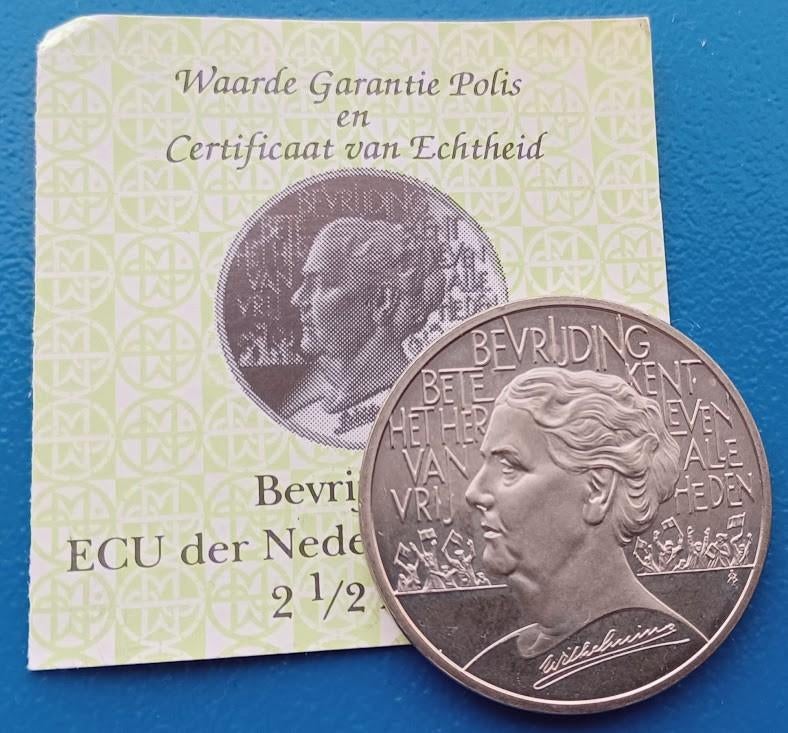 2 1/2 ECU 1995 - Bevrijdings ECU der Nederlanden UNC, Postzegels en Munten, Penningen en Medailles, Overige materialen, Verzenden