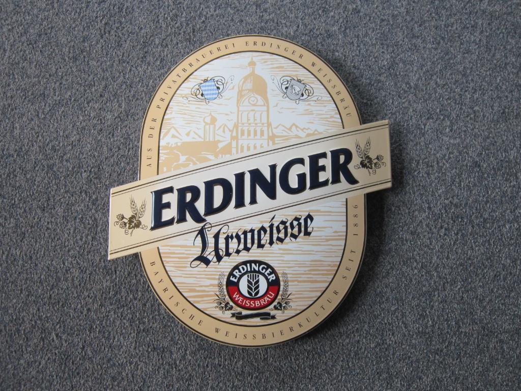 ERDINGER EMAILLE RECLAMEBORD, Ophalen, Zo goed als nieuw, Reclamebord, Plaat of Schild, Overige merken
