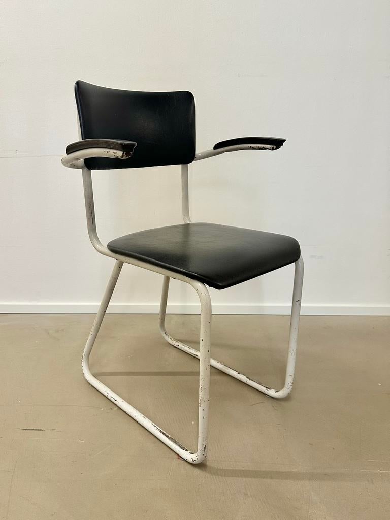 Vintage buisframe stoel Ahrend De Cirkel (of Gispen?), Ophalen, Gebruikt, Zwart, Vintage industrieel