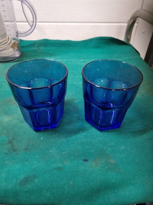 waterglas blauw, Ophalen of Verzenden, 'T Olde Gre-j, Info@toldegrej.nl, Endepoelstraat 20f Didam