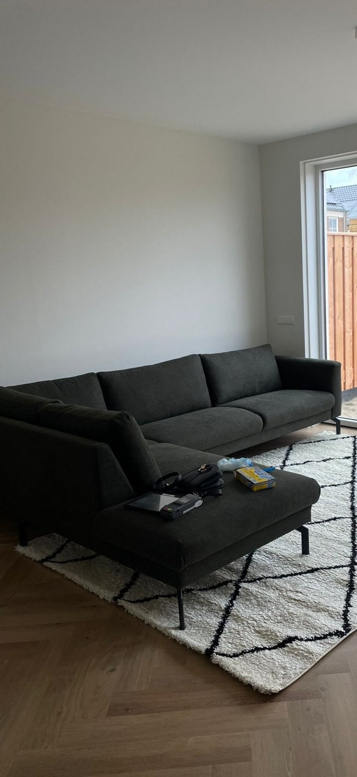 Groene hoekbank (zgan) Piet Klerx Lyon, Huis en Inrichting, Banken | Bankstellen, Ophalen, 250 tot 300 cm, 100 tot 125 cm, Hoekbank