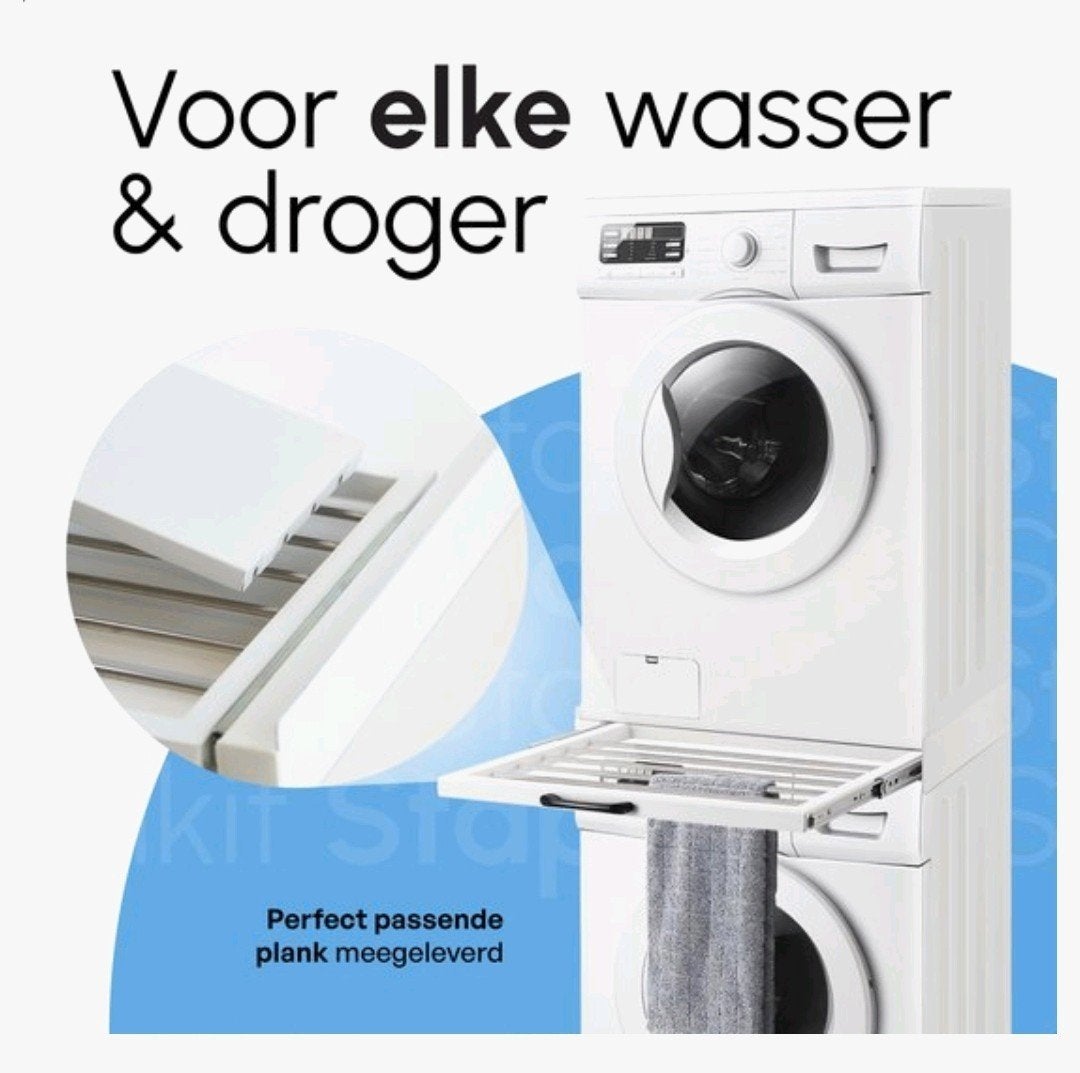 Universele Stapelkit voor Wasmachine en Droger met Plank, Ophalen of Verzenden, Nieuw