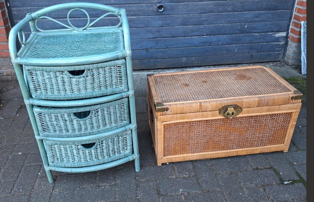 ROTAN LADEKASJE en ROTAN KOFFER, Ophalen, 50 tot 100 cm, Zo goed als nieuw, 50 tot 75 cm