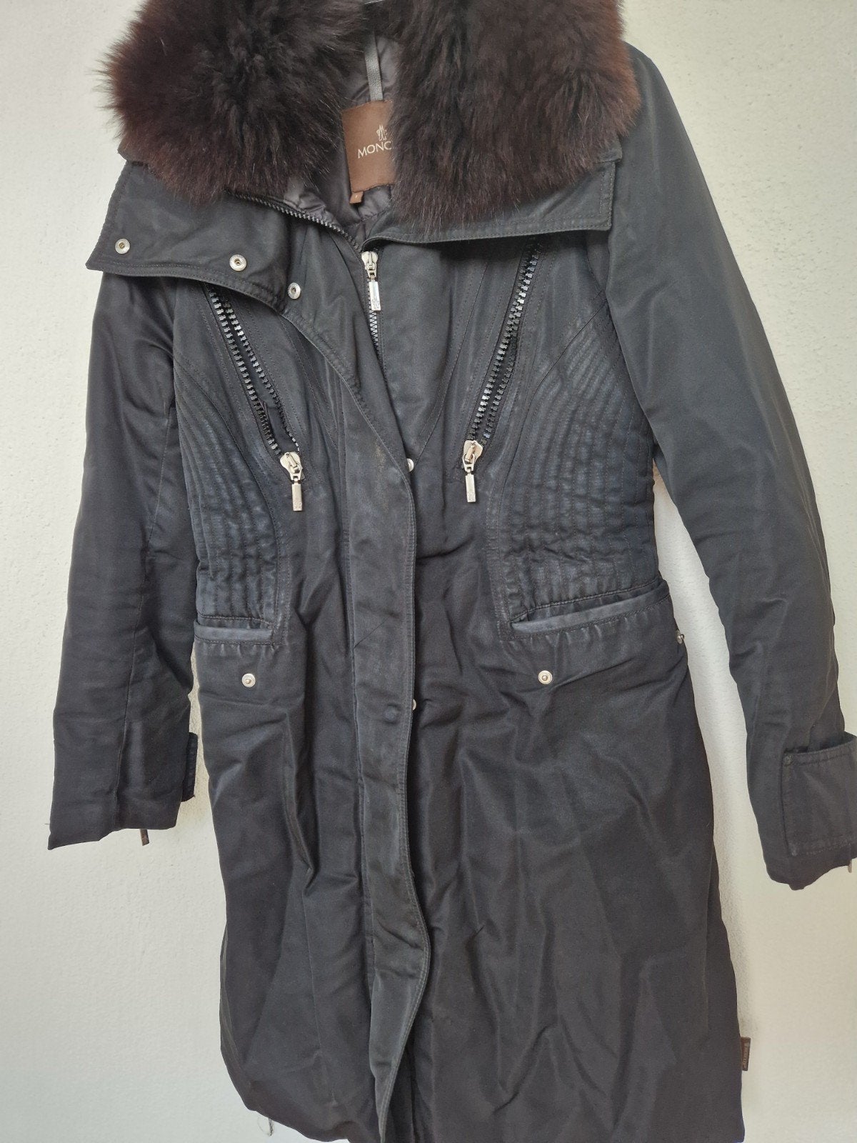 Moncler Parka Jas Maat S (Maat 1) - Gebruikerssporen, Zwart, Moncler, Ophalen of Verzenden, Maat 36 (S)