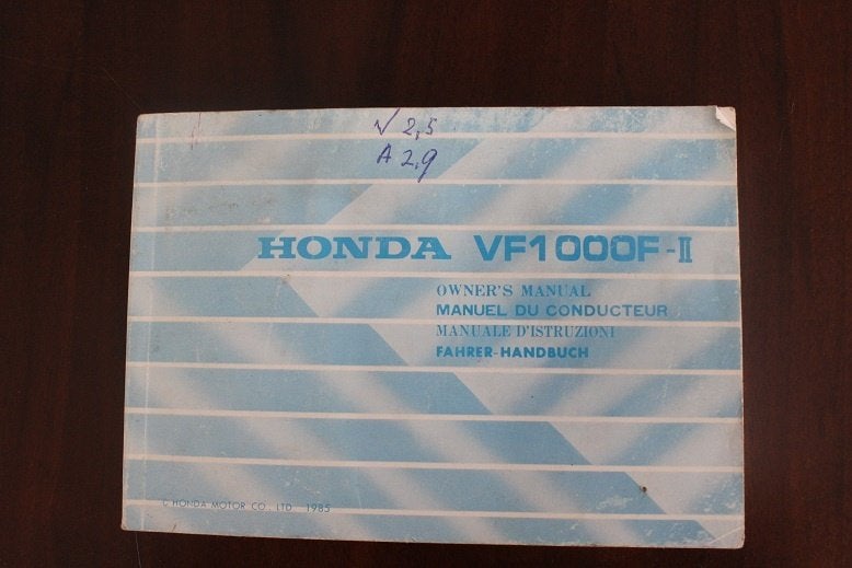 Honda VF1000F II 1985 motorcycle owner's manual VF 1000 FII, Motoren, Handleidingen en Instructieboekjes, Ophalen of Verzenden