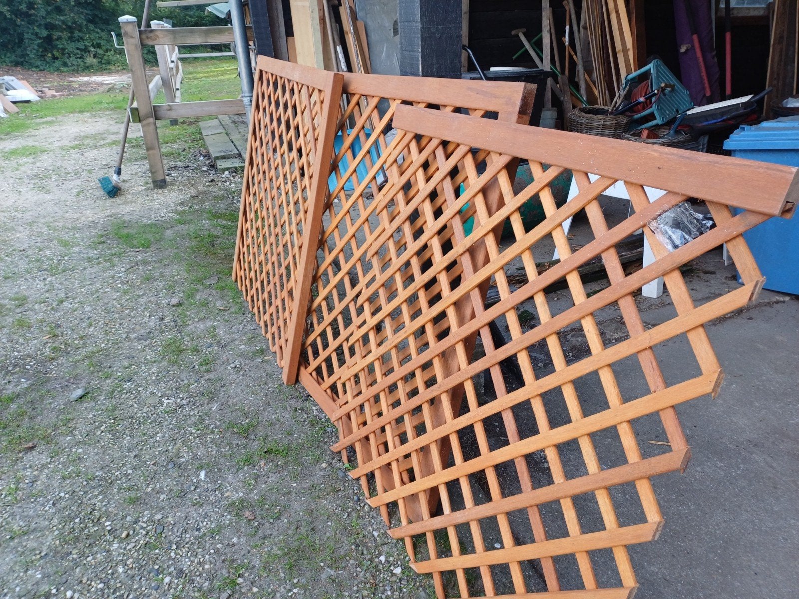 3  stukken trellisscherm  (nieuw, hardhout), Ophalen, Minder dan 3 meter, Nieuw, Minder dan 1 meter