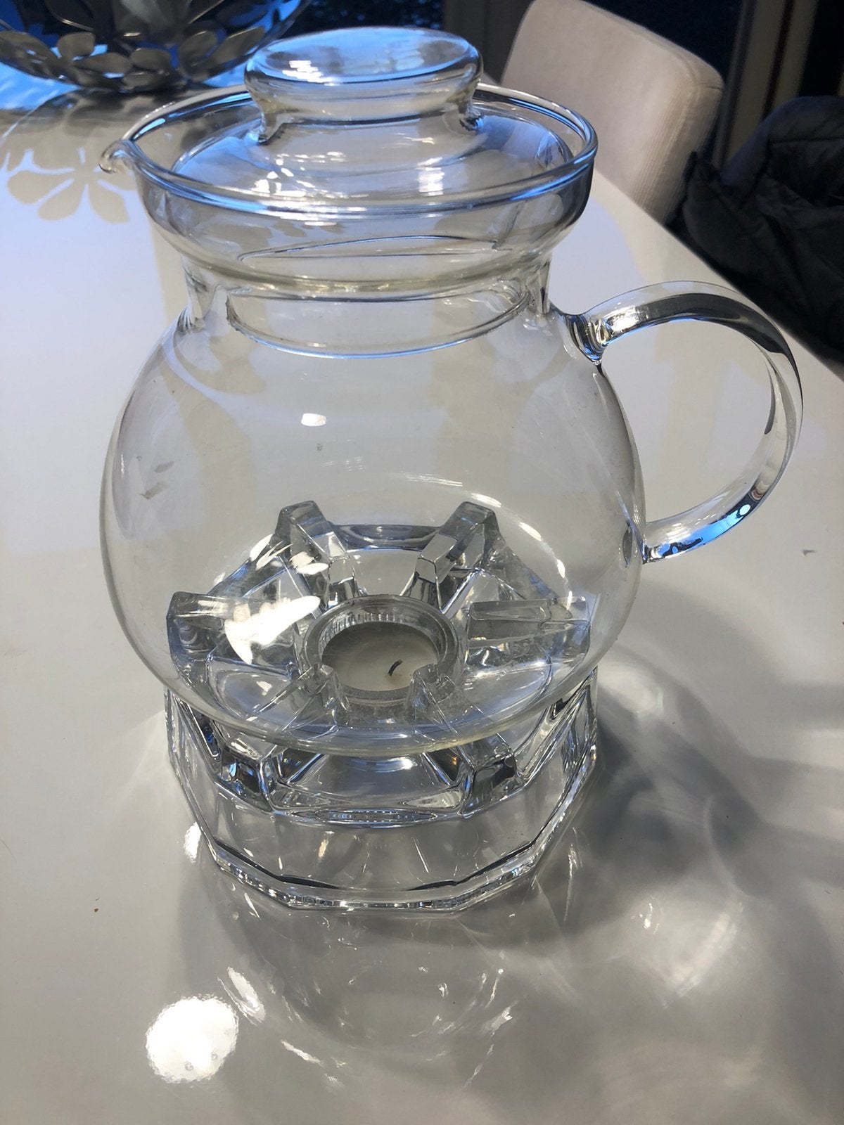 Glazen theepot met glazen stoof🫖☕️, Ophalen, Glas of Glazen, Overige merken, Modern