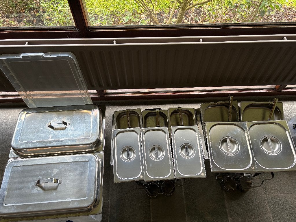 2 Chafing dishes compleet, Overige typen, Ophalen, Gebruikt, Metaal