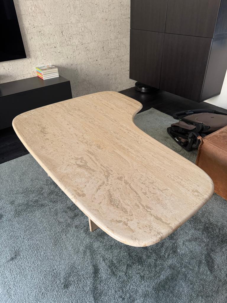 Unieke Travertin Salontafel - Organische Vorm, Huis en Inrichting, Tafels | Salontafels, Ophalen, Overige materialen, 50 tot 100 cm
