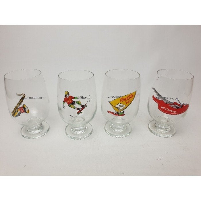 # 4 Coca cola glazen uit 1988 zeer bijzonder, Glas of Glazen, Gebruikt, Ophalen of Verzenden, Glas