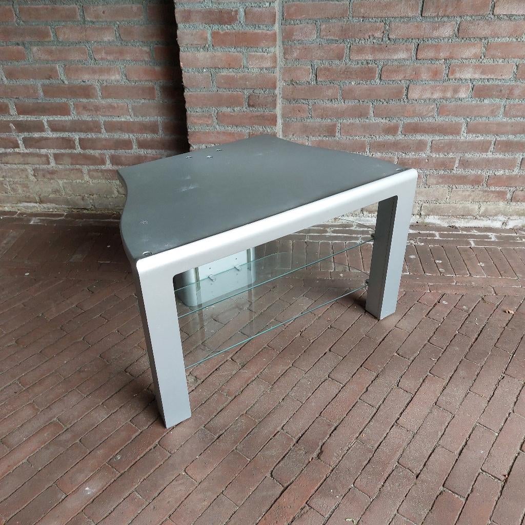 Hoekkastje / tvmeubel /  bijzettafel met kabelopberging, Ophalen, Met plank(en), Glas, 50 tot 100 cm