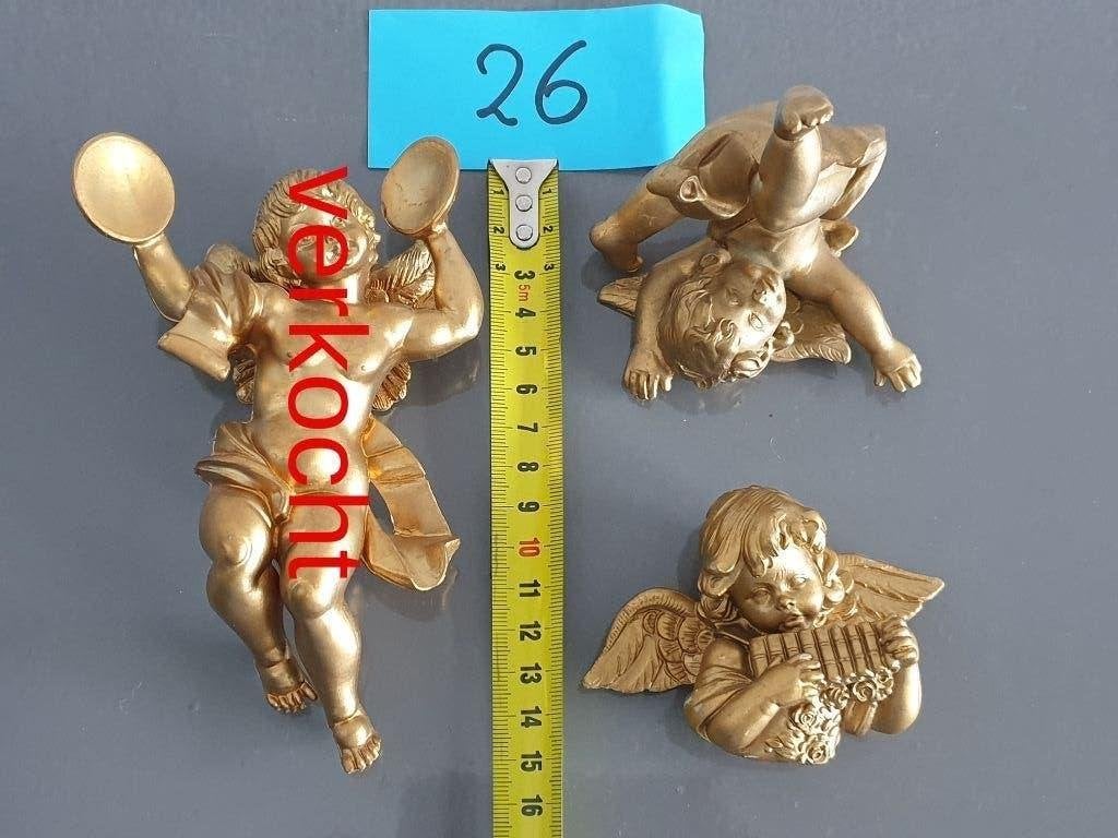 (nr. 26*) Beelden _Twee stuks gouden engelen uit Italie, Ophalen of Verzenden, Zo goed als nieuw, Fantasy