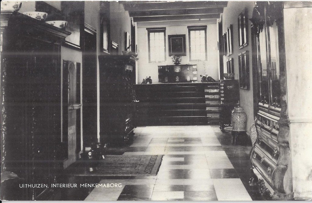 Kr3981 oude ansichtkaart menkemaborg uithuizen interieur, Verzamelen, Ophalen of Verzenden, 1960 tot 1980, Gelopen, Noord-Brabant