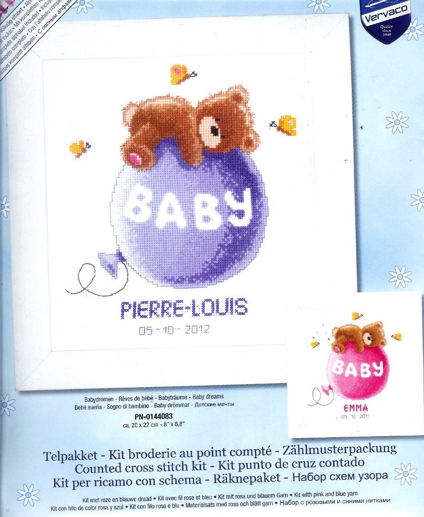Cado vervaco borduurpakket geboorte, PIERRE-LOUIS/EMMA, Ophalen of Verzenden, Nieuw, Handborduren, Borduurpakket