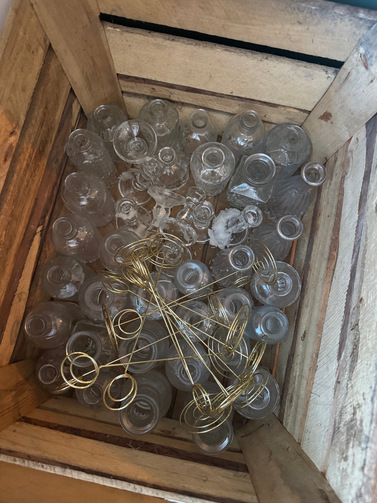32 Glazen Vaasjes & 12 Kaarthouders - Bruiloft/Decoratie, Transparant, Ophalen of Verzenden, Geschikt voor droogbloemen, Glas