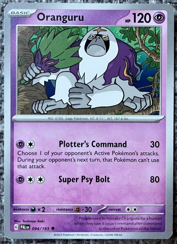 Pokemonkaart van Oranguru (765) • Paldea Evolved (094/193), Verzenden, Nieuw, Losse kaart