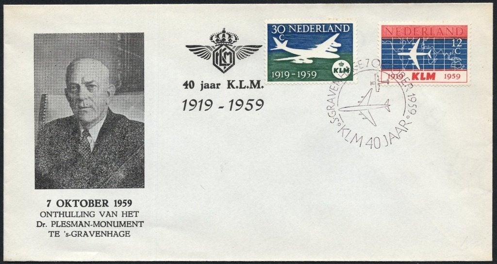 40 jaar KLM 1919-1959, Postzegels en Munten, Verzenden, Envelop