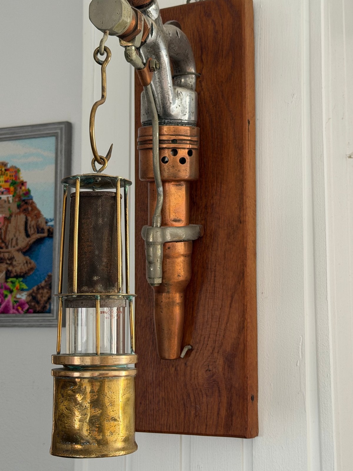 Industriële Steampunk Wandlamp - Unieke Upcycled Mijnlamp, Ophalen