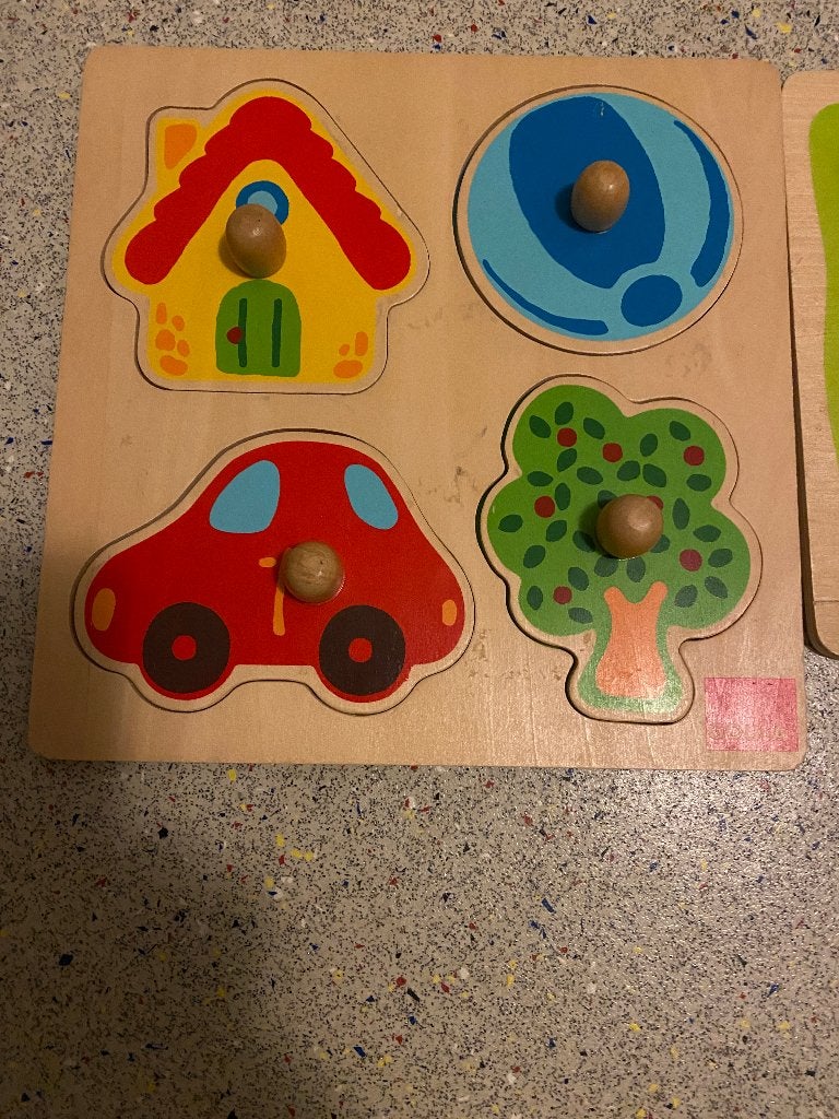 Houten inlegpuzzels voor kinderen - Set van 3, 2 tot 4 jaar, Ophalen of Verzenden, Zo goed als nieuw, Van hout