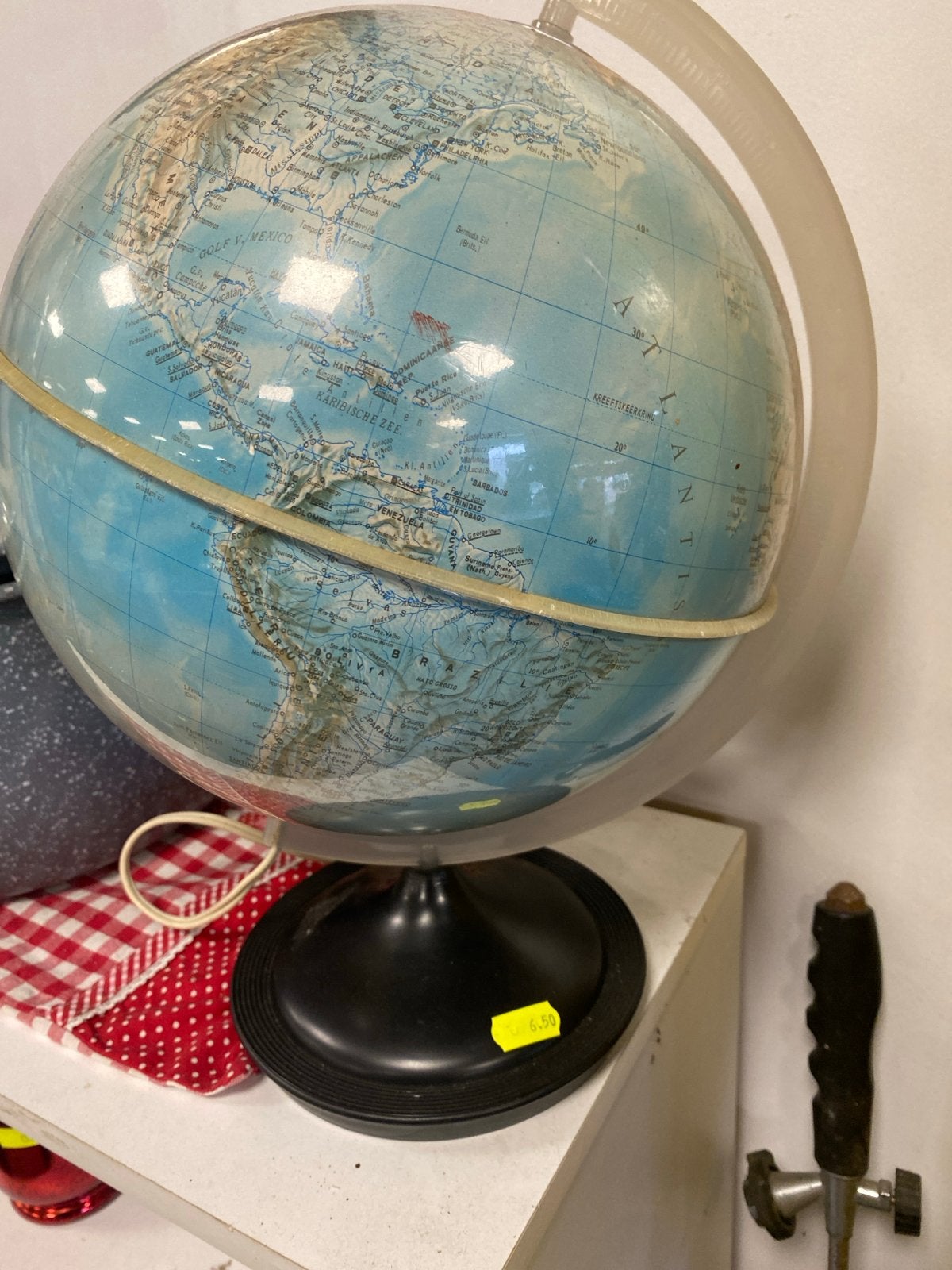 Vintage Wereldbol met Verlichting - Educatief en Decoratief, Ophalen, Gebruikt, Kunststof, Draaibaar