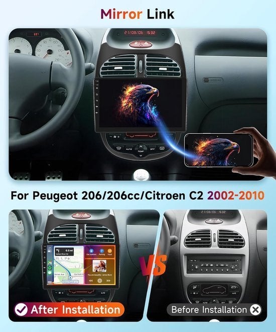 Autoradio Peugeot 206 – Car Stereo – Multimedia Systeem, Corvance B.V., Verzenden, Nieuw, Corvancebol@gmail.com