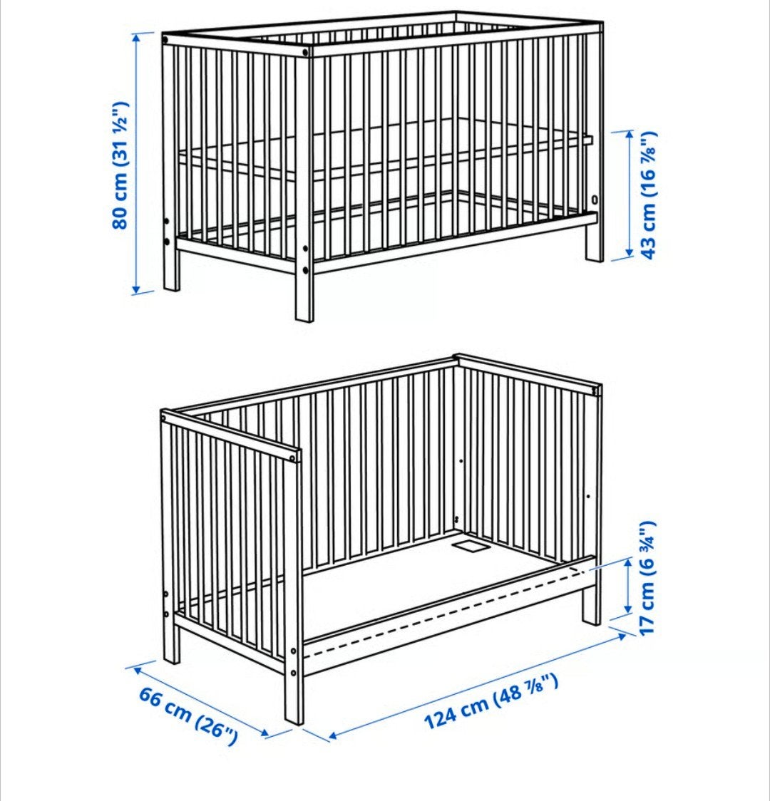 IKEA Gulliver ledikant met matras, Ophalen, 70 tot 85 cm, Zo goed als nieuw, Minder dan 140 cm