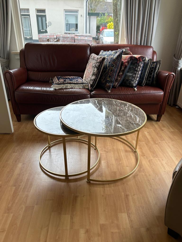 Salontafel set graniet taupe 75cm en 60cm, Huis en Inrichting, Tafels | Salontafels, Ophalen, Overige materialen, 50 tot 75 cm