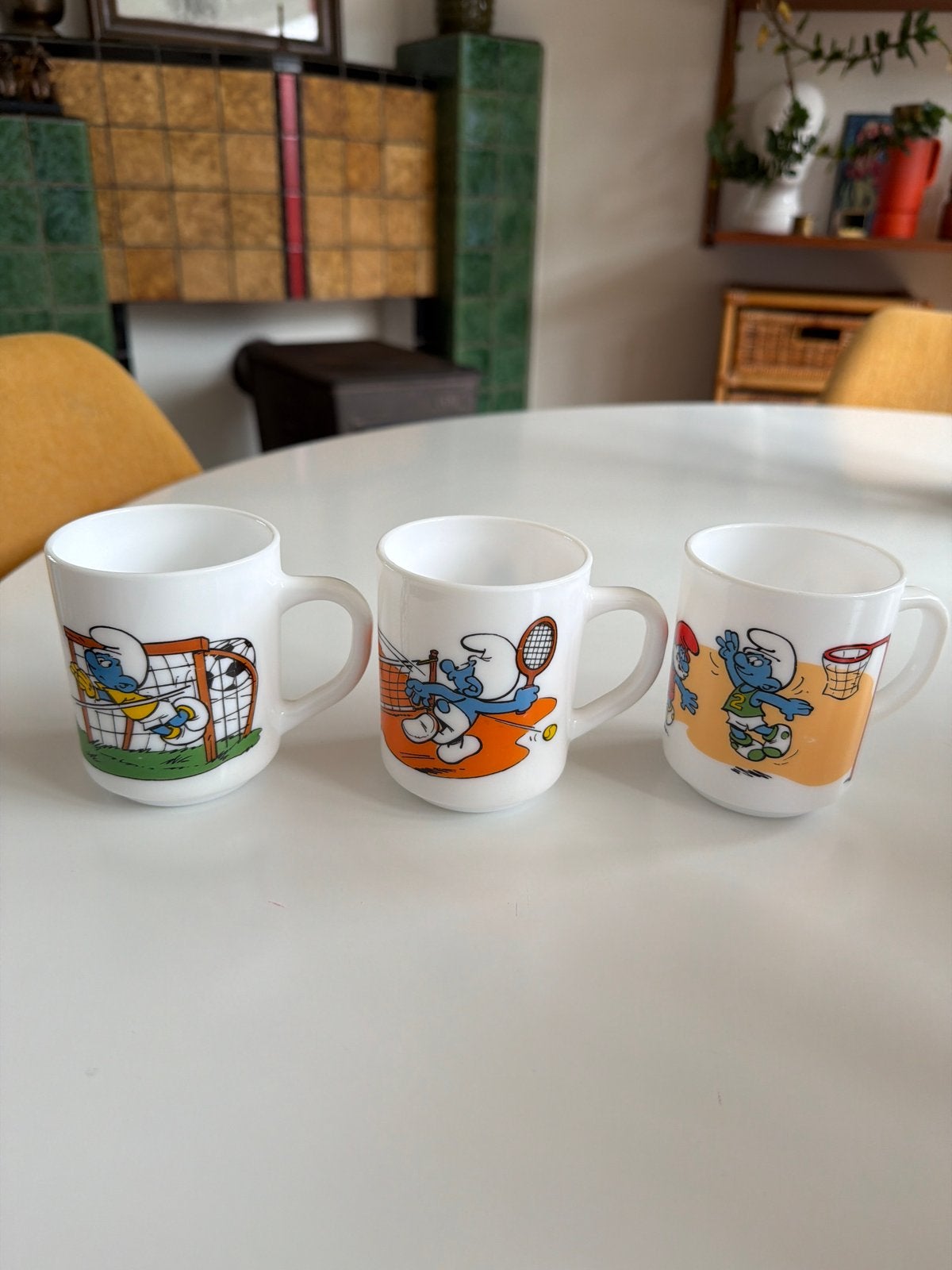 3 Vintage Smurfen Sport Mokken Arcopal Dixan 1990-1991, Ophalen of Verzenden, Gebruikt