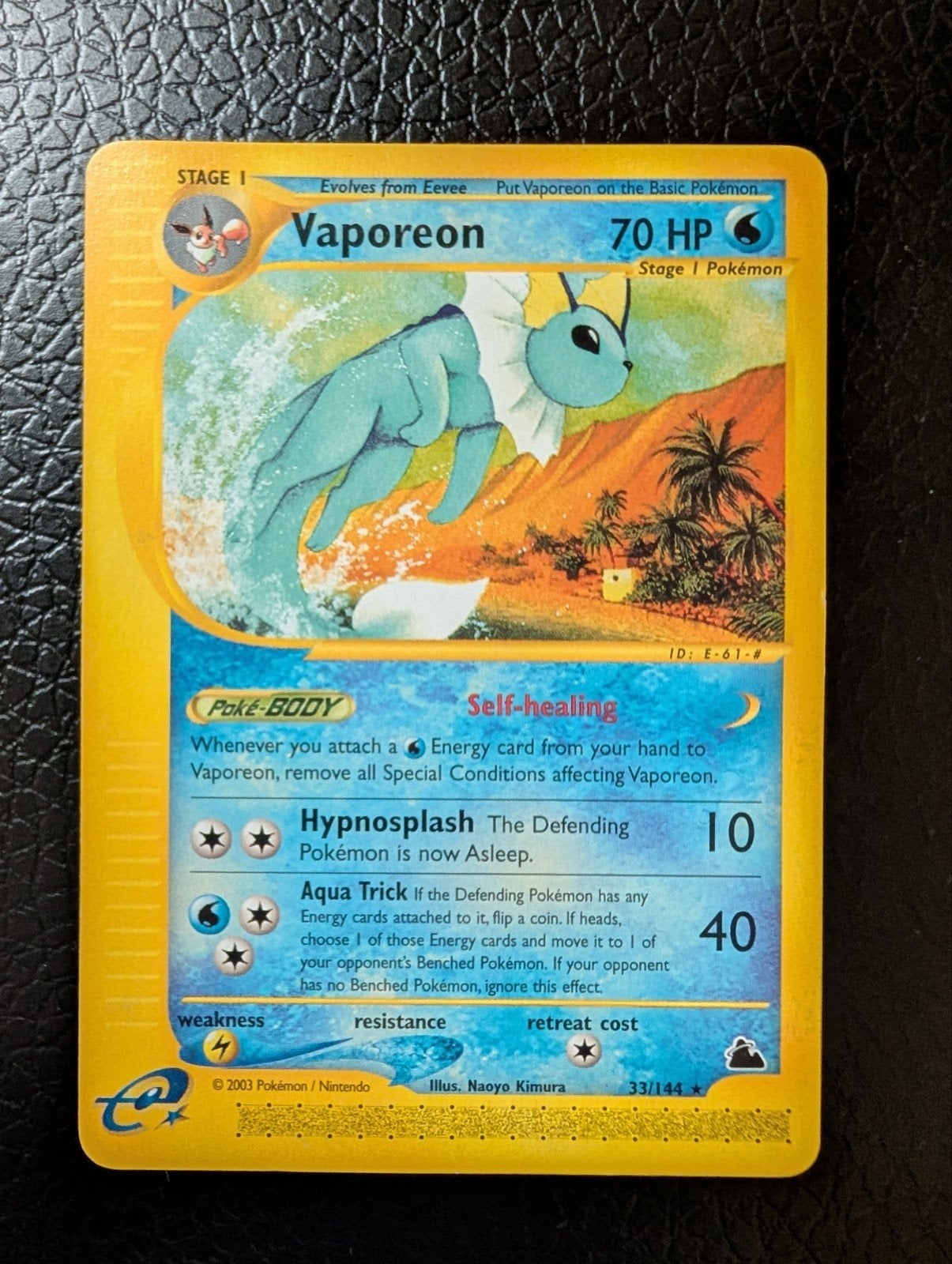 2003 Pokemon Skyridge Vaporeon 33/144 Rare Non-Holo E-Reader, Ophalen of Verzenden, Gebruikt, Losse kaart