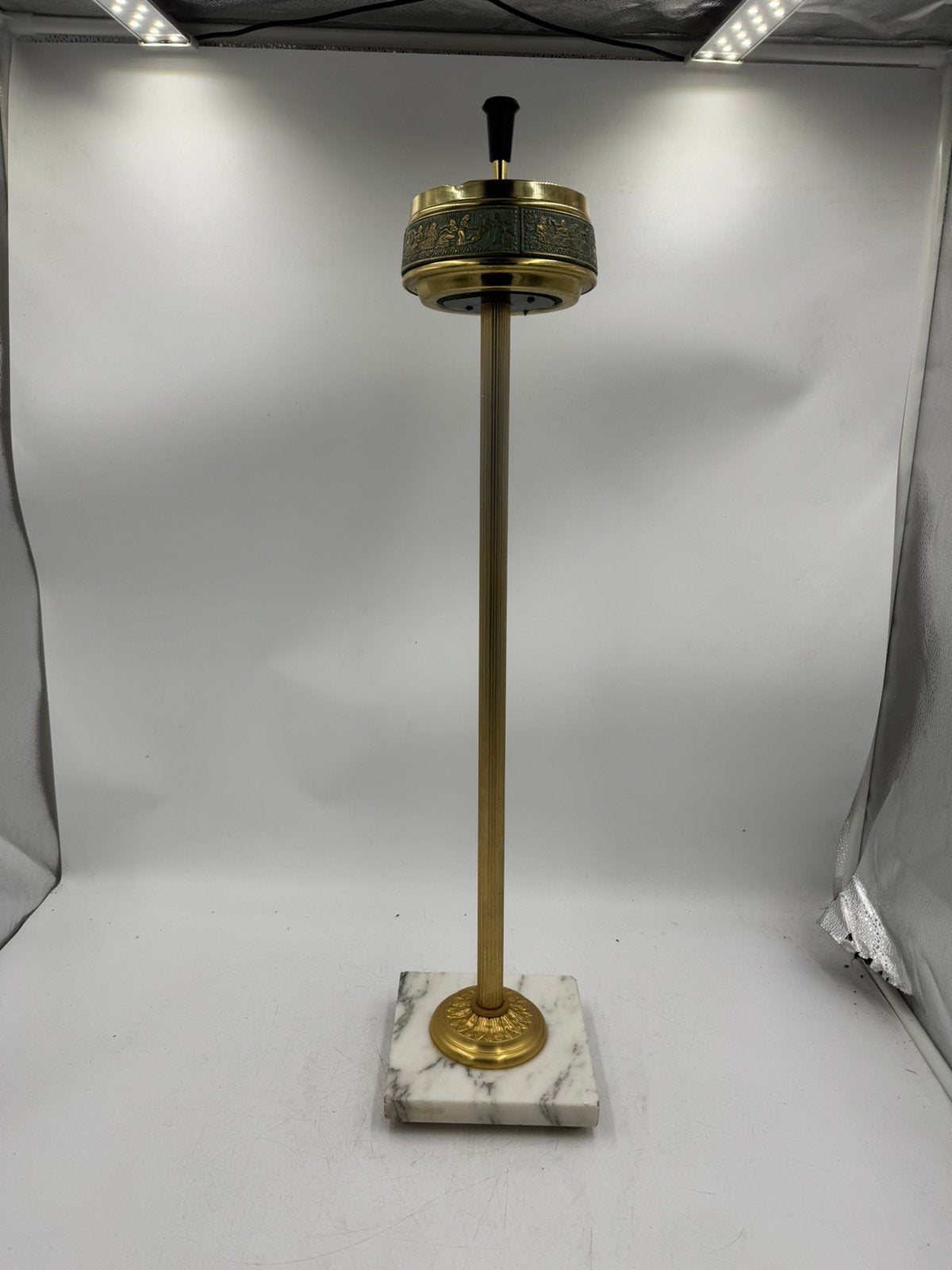Vintage Hollywood Regency Staande Asbak - Messing & Marmer, Ophalen of Verzenden, Huis en Inrichting