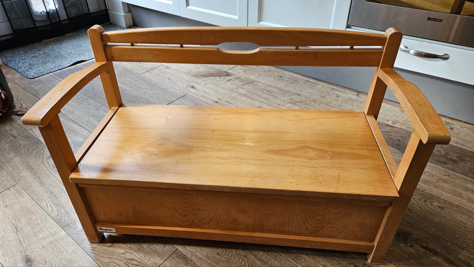 Houten kinderbankje met opbergruimte, Ophalen, Gebruikt, Overige typen