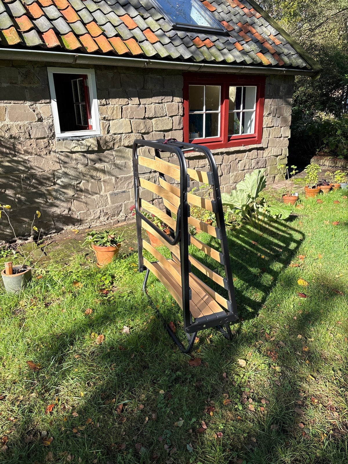 Opklapbaar logeerbed met lattenbodem, Ophalen, Eenpersoons, Zwart, 80 cm