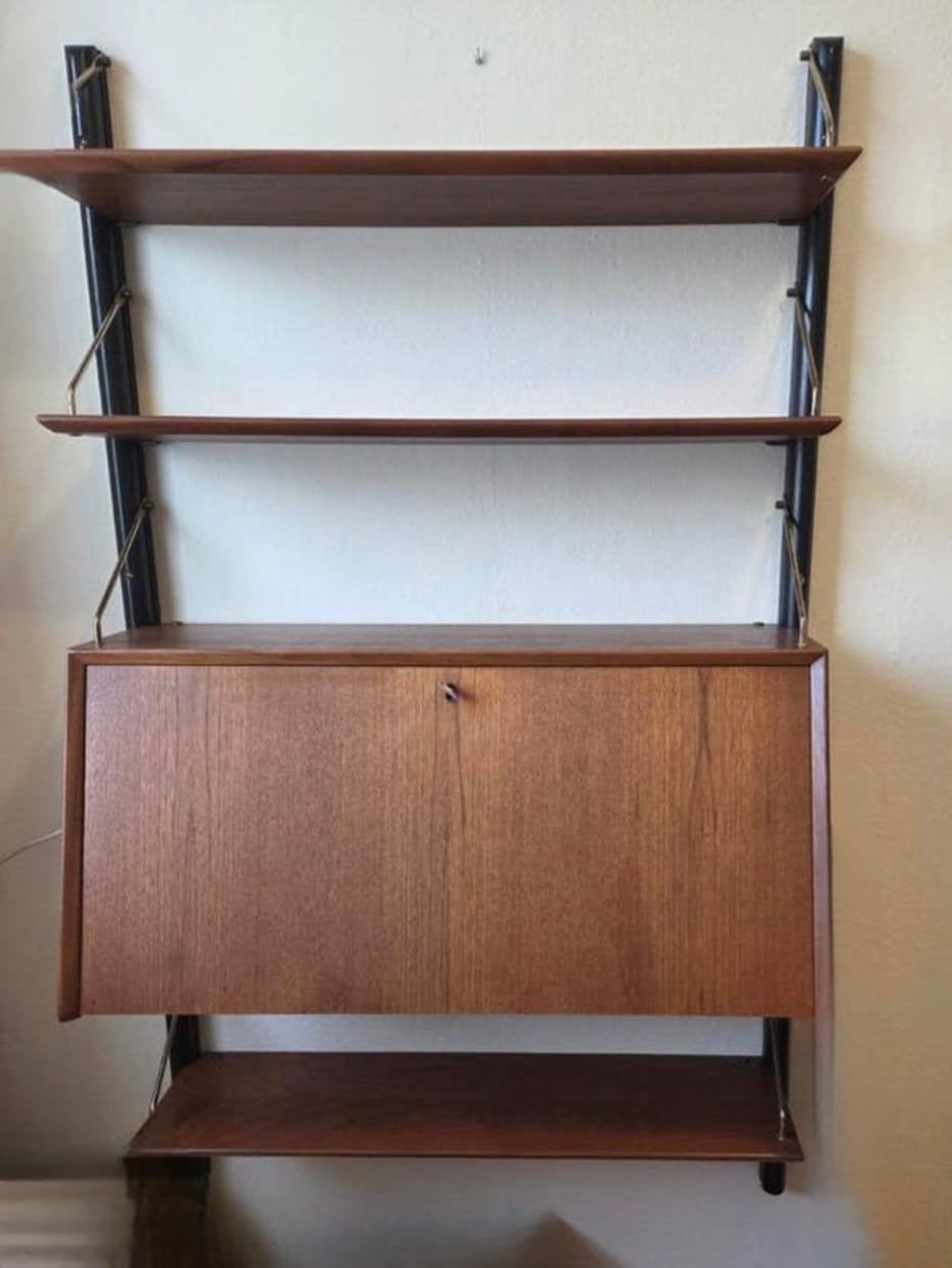 Louis van Teeffelen Teak Wandmeubel Bureau, Ophalen
