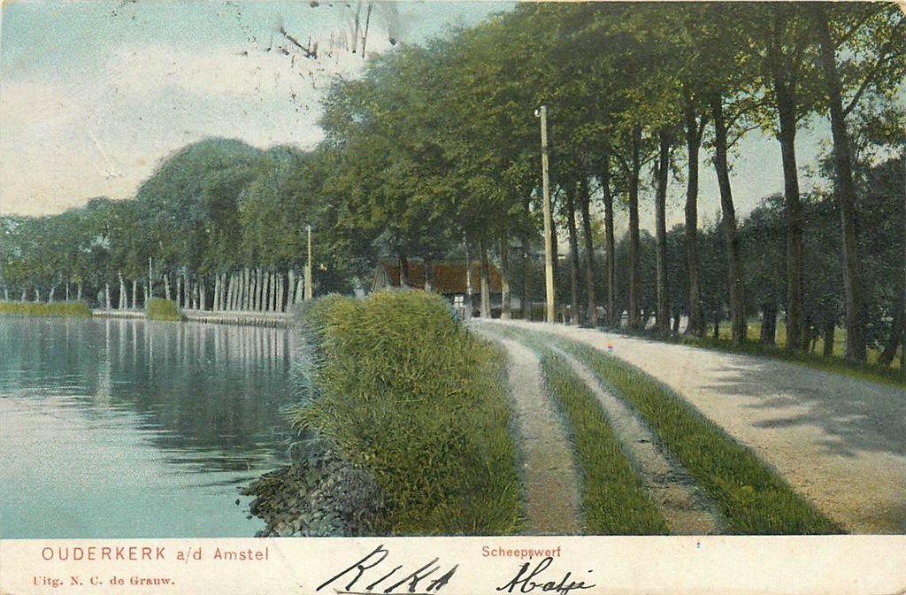 701-340-053 Ouderkerk ad Amstel Scheepswerf, Verzamelen, Ansichtkaarten | Nederland, Verzenden, Voor 1920, Noord-Holland