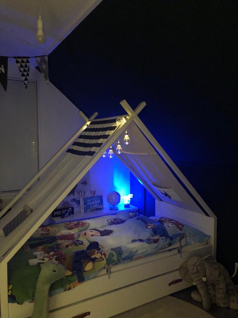Stoer Cool Kids Superhelden bed (90x200 cm), Ophalen, 85 tot 100 cm, Gebruikt, Lattenbodem