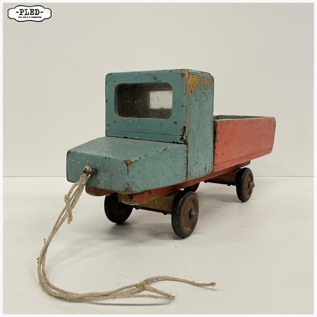 Oude houten speelgoed auto - vrachtauto, Antiek en Kunst, Antiek | Speelgoed, Ophalen of Verzenden