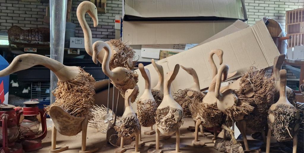 Eenden en Flamingo's van hout, Ophalen, Nieuw, Overige materialen