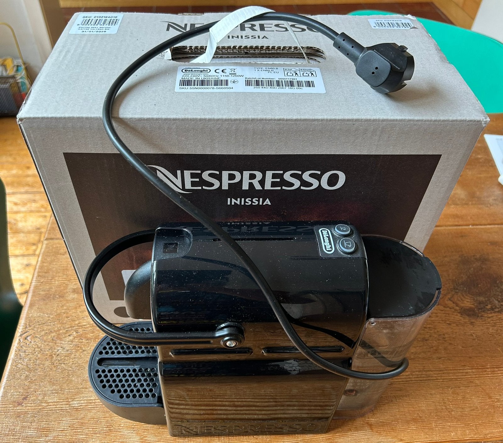 Nespresso DeLonghi Inissia apparaat voor cups - effen zwart, Witgoed en Apparatuur, Ophalen of Verzenden, Zo goed als nieuw, 1 kopje