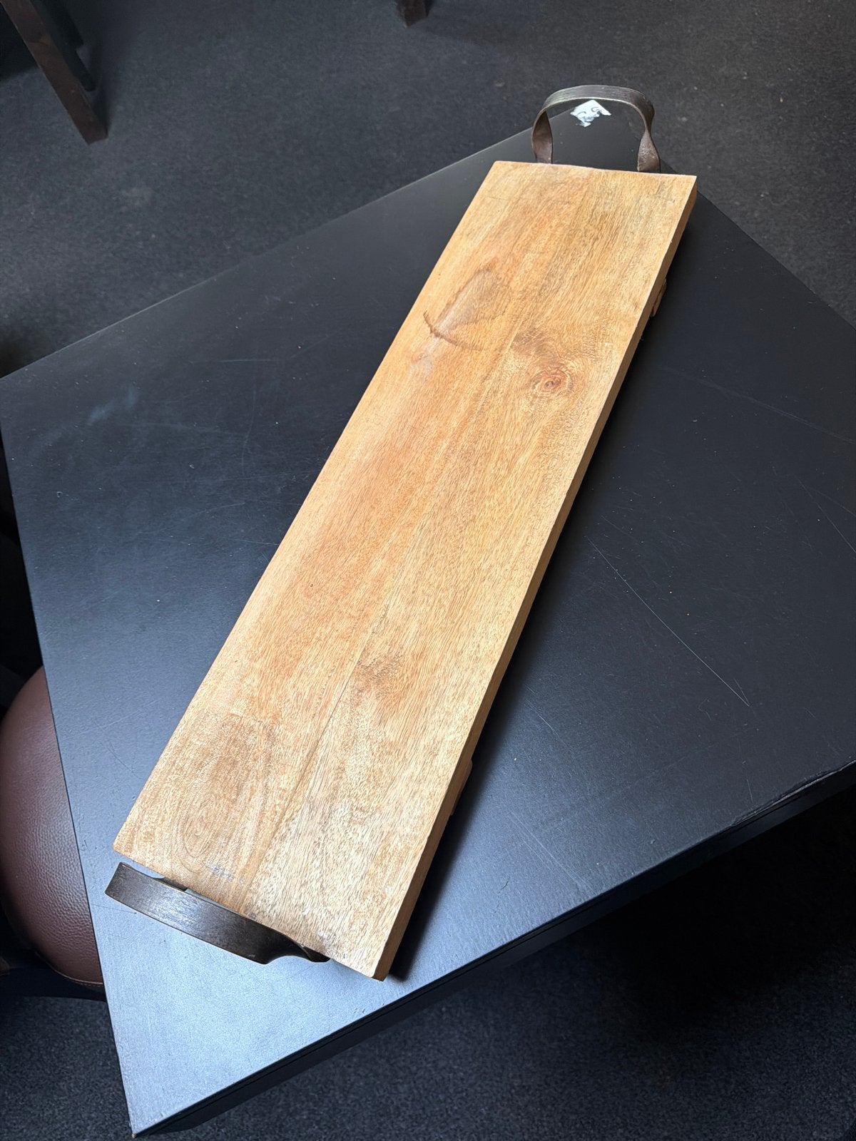 Houten plank voor borrel of decoratie, Gebruikt, Serveerplank, Ophalen of Verzenden, Met handvatten