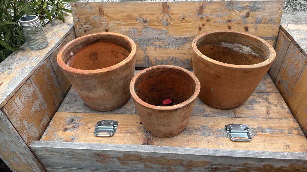 3 bloempotten aardewerk, Steen, Minder dan 60 cm, Rond, Ophalen of Verzenden
