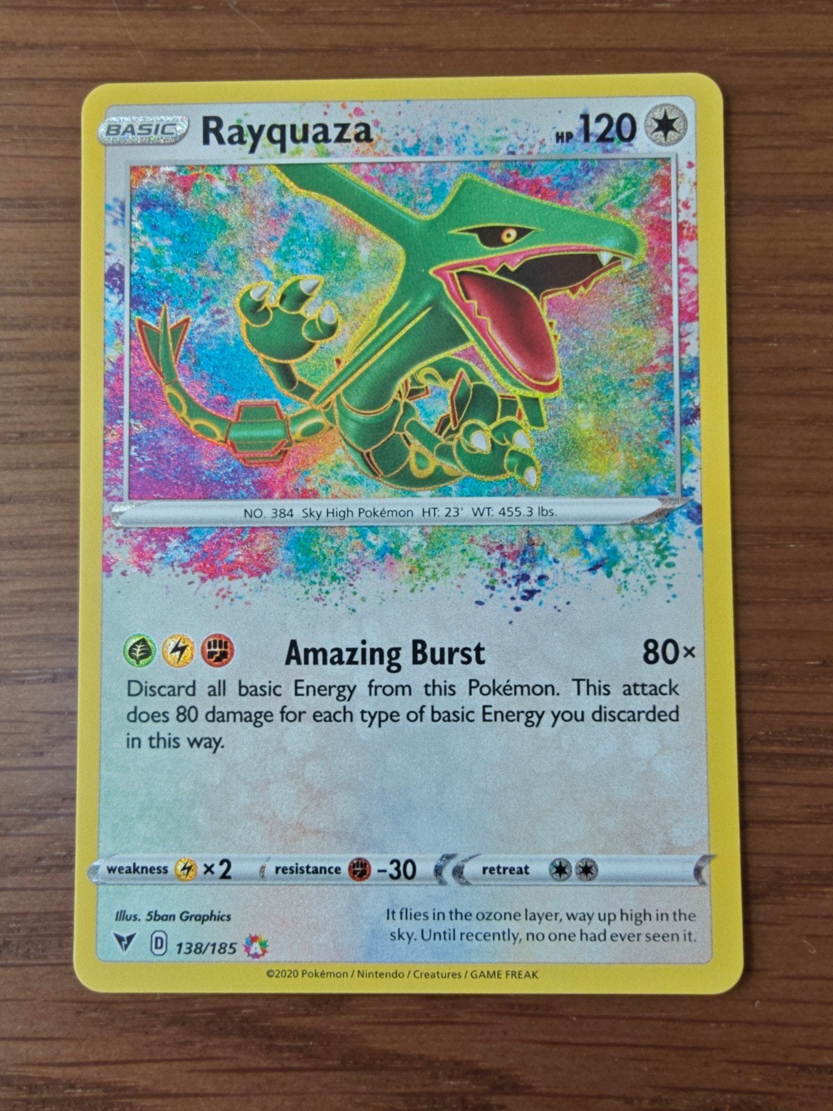 Rayquaza 138, Ophalen of Verzenden, Zo goed als nieuw, Losse kaart, Foil