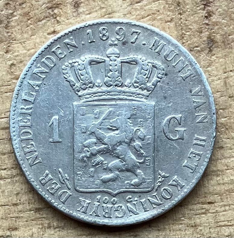 1 gulden 1897 Wilhelmina, Ophalen, 1 gulden, Zilver, Koningin Wilhelmina