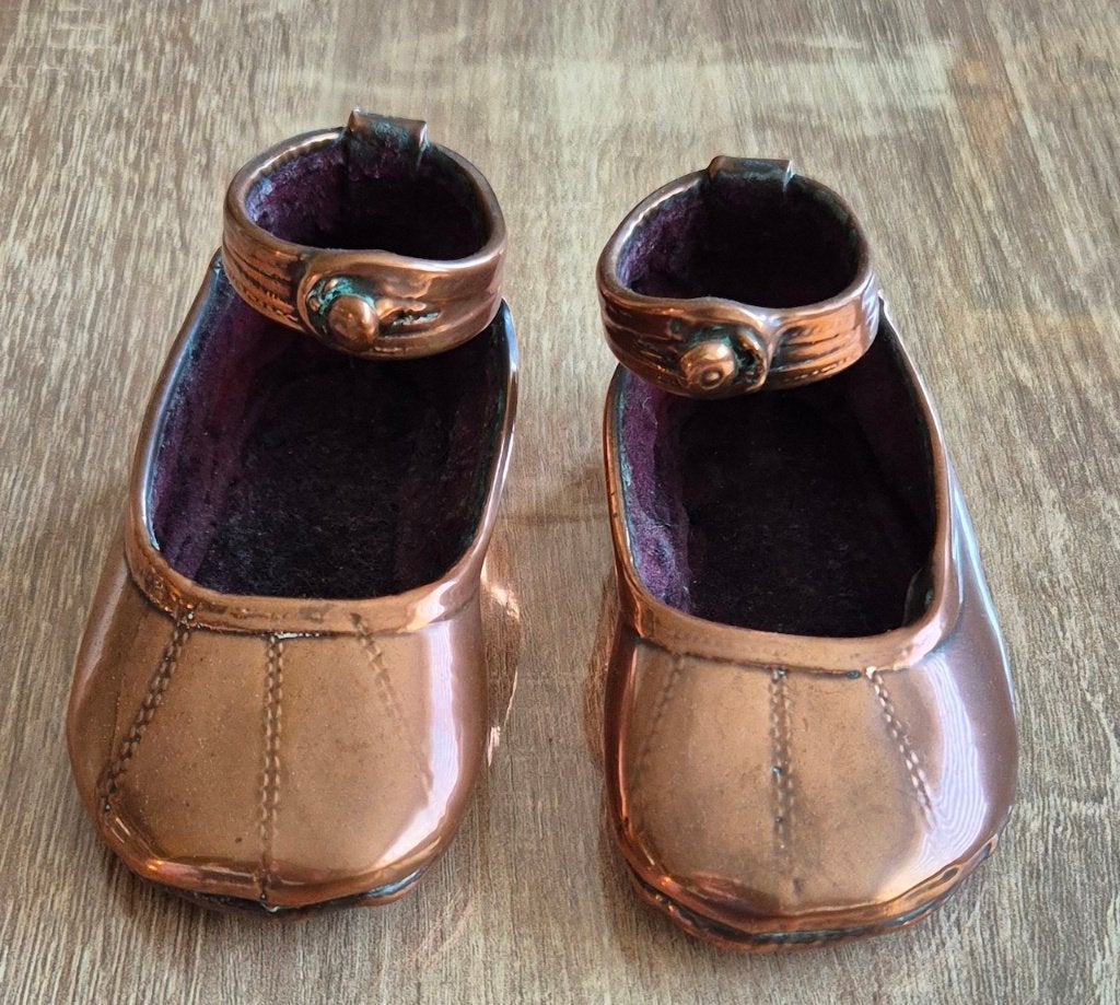 Vintage koperen baby schoenen., Ophalen of Verzenden