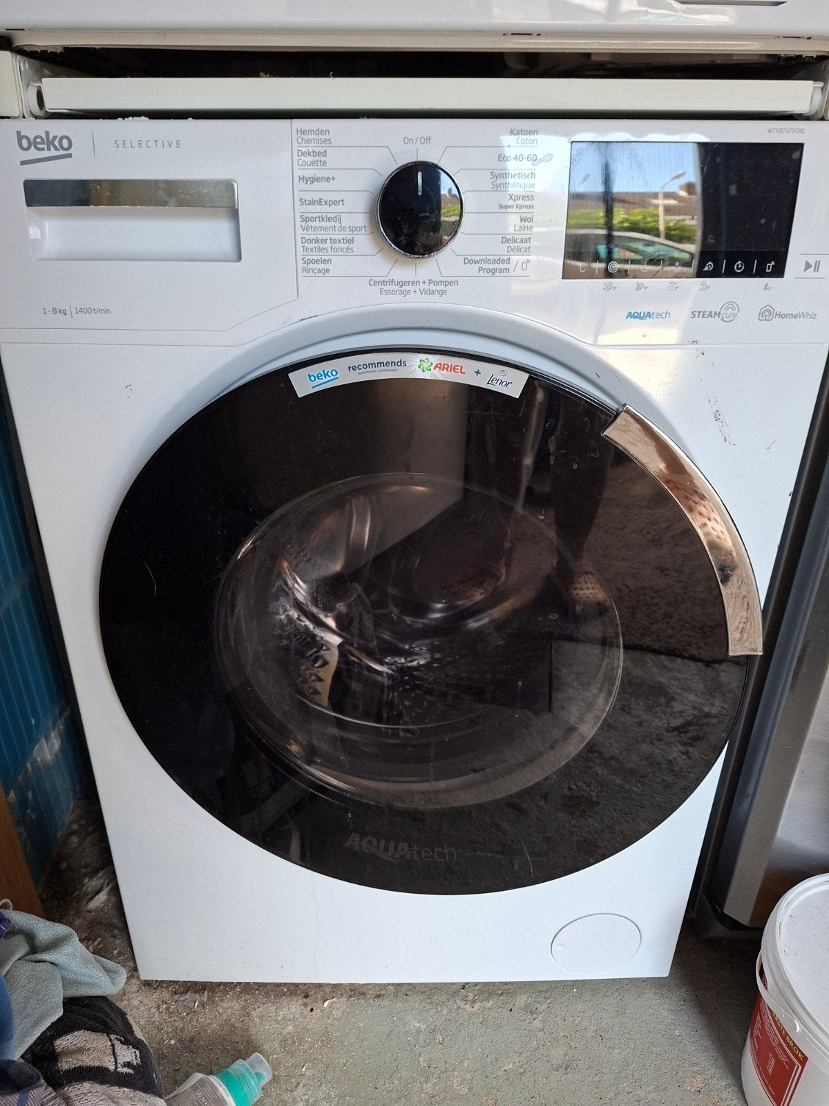 Beko WTV8737XSN1 wasmachine - gekocht juni 2022, Ophalen, 1200 tot 1600 toeren, 85 tot 90 cm