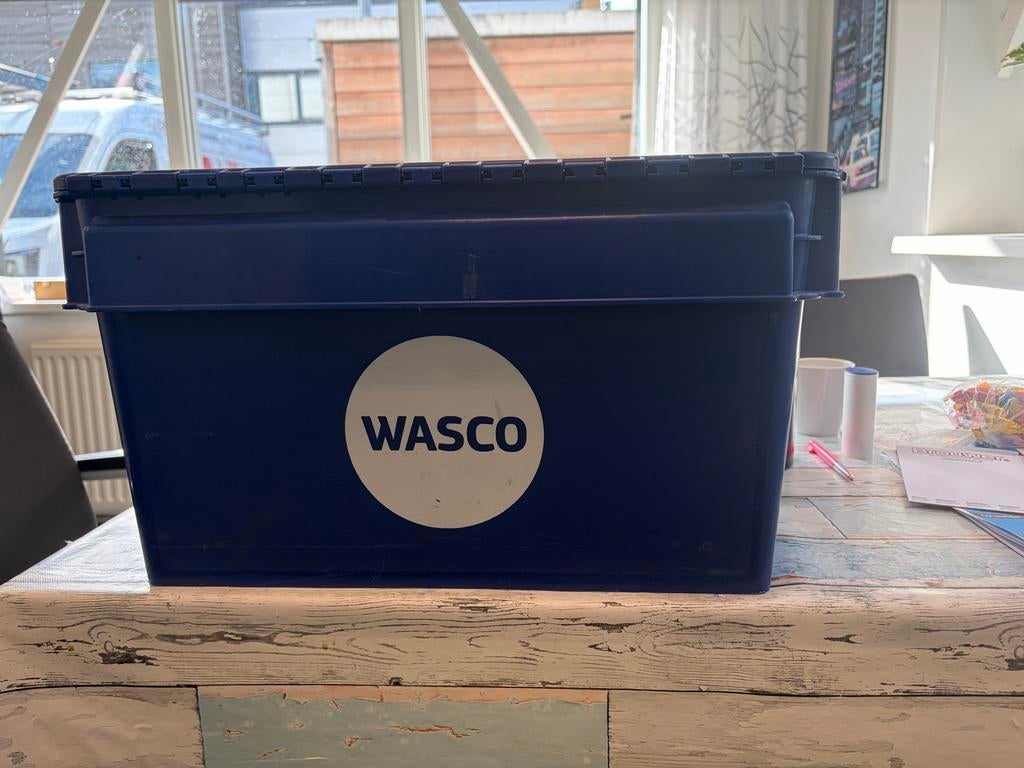 Blauwe Wasco opbergbak hoogte 27cm, Gebruikt, 40 tot 60 cm, 50 tot 75 cm, Ophalen of Verzenden