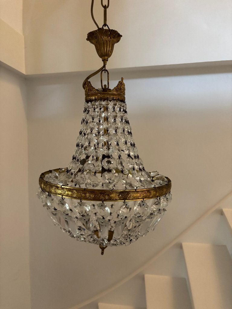 Klassieke zakkroonluchter, Huis en Inrichting, Lampen | Kroonluchters, Ophalen, Gebruikt, E14 (klein), Klassiek, Empire stijl