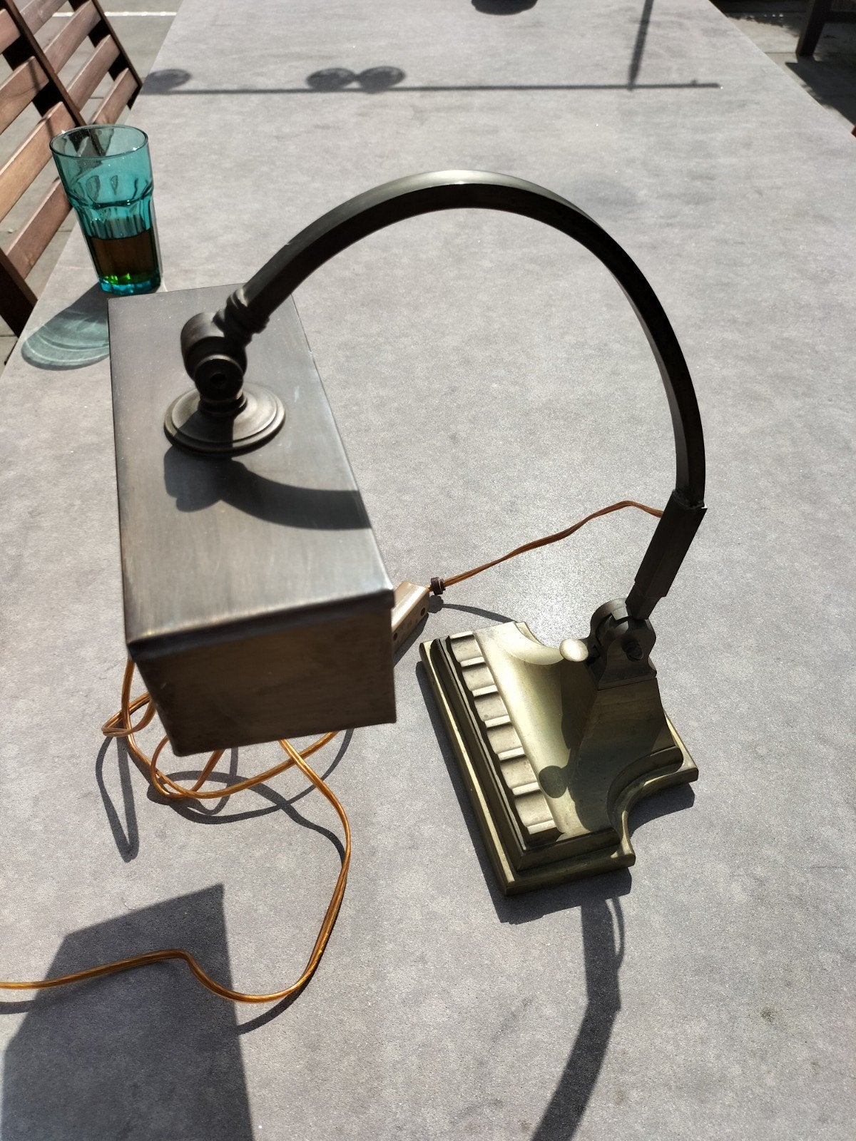 Vintage messing bureaulamp / notaris lamp met stekker, Ophalen of Verzenden