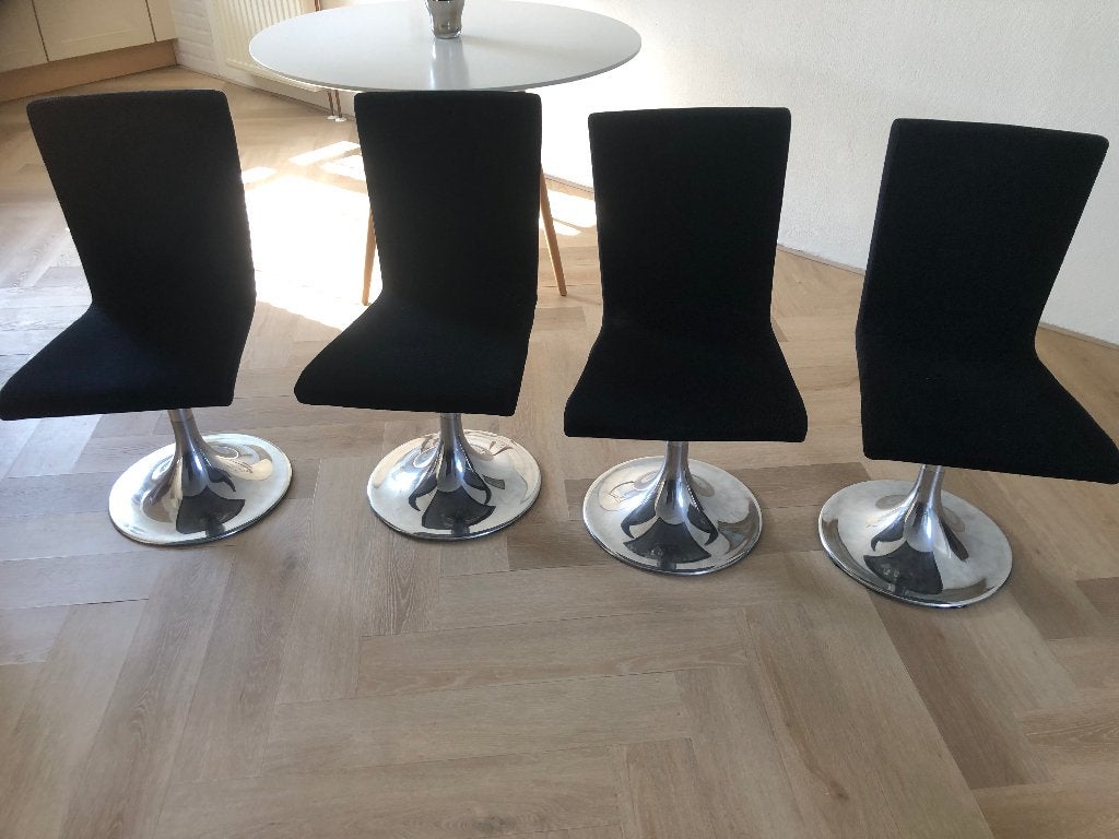 4 zwarte stoffen draaistoelen, Ophalen, Gebruikt, Zwart, Stof